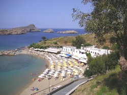 lindos beach, lindos acropolis, lindos photo