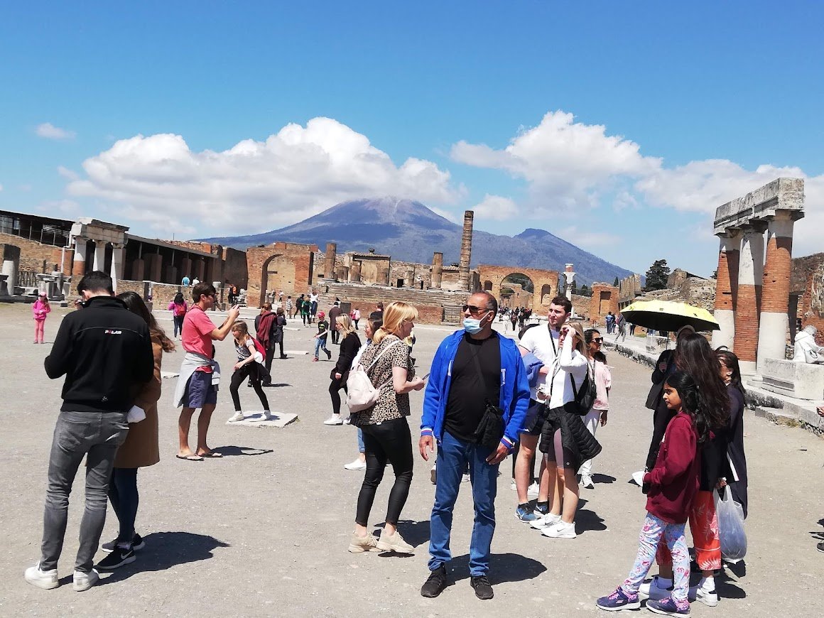 Pompeii forum with Vesuvius in the back
